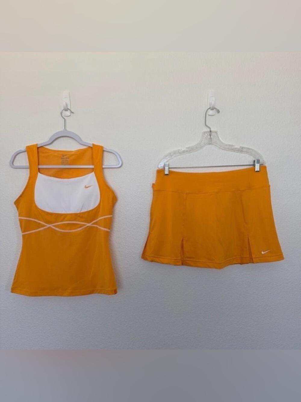 Nike Orange and White Tennis Skort Set Tank Top M + Skirt MED but will fit Large